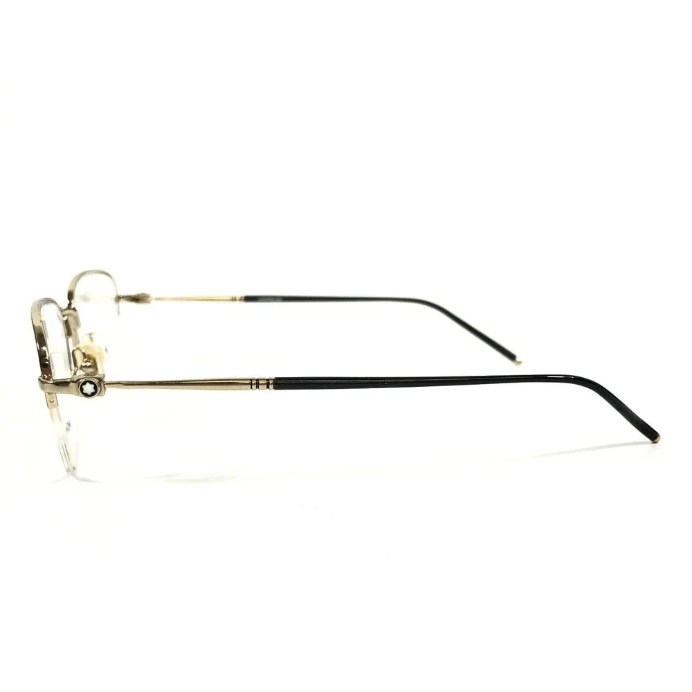 Montblanc Eyeglasses Frames MB0131O 002 Black Gold Square Half Rim 52-20-145